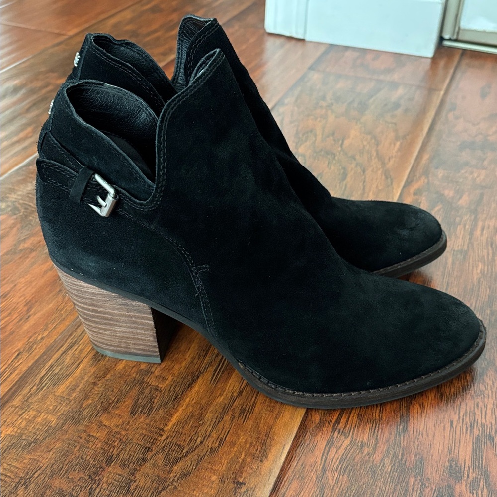 Sam Edelman Miriam Burnished Black Suede Zip Ankle Booties Sz 9
